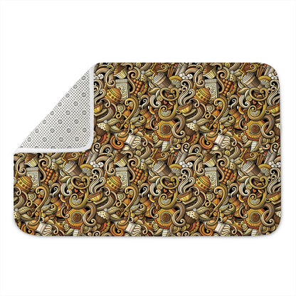 Coffee Drawing Pattern Print Indoor Door Mat