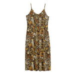 Coffee Drawing Pattern Print Jersey Midi Cami Dress