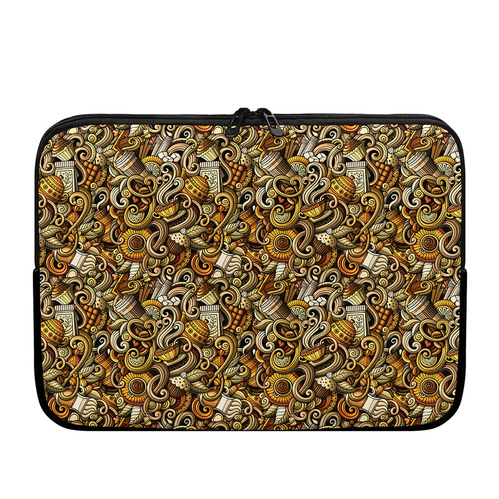 Coffee Drawing Pattern Print Laptop Sleeve