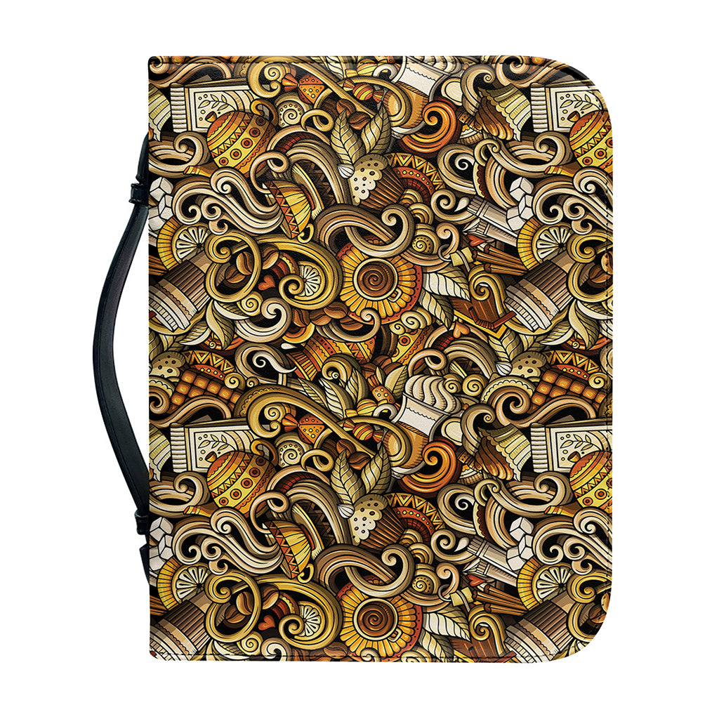 Coffee Drawing Pattern Print Leather Bible Cover