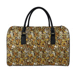 Coffee Drawing Pattern Print Leather Duffle Bag