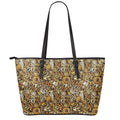 Coffee Drawing Pattern Print Leather Tote Bag With Zipper