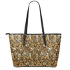 Coffee Drawing Pattern Print Leather Tote Bag