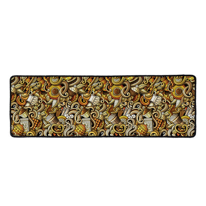 Coffee Drawing Pattern Print Long Kitchen Mat