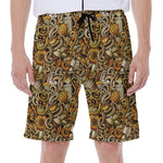 Coffee Drawing Pattern Print Men's Beach Shorts