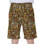 Coffee Drawing Pattern Print Men's Beach Shorts