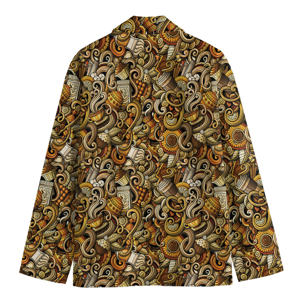 Coffee Drawing Pattern Print Men's Blazer
