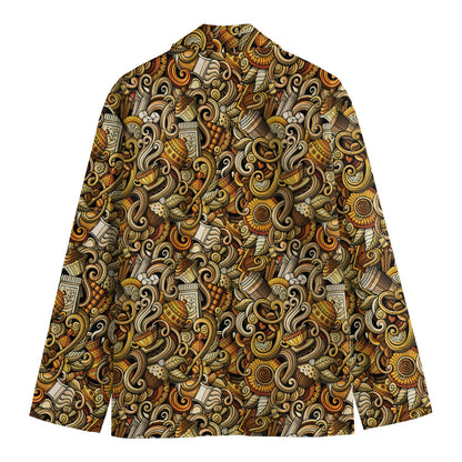 Coffee Drawing Pattern Print Men's Blazer