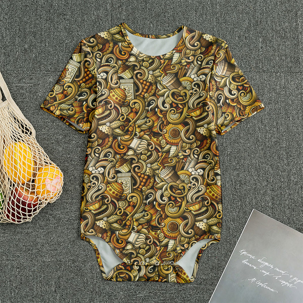 Coffee Drawing Pattern Print Men's Bodysuit