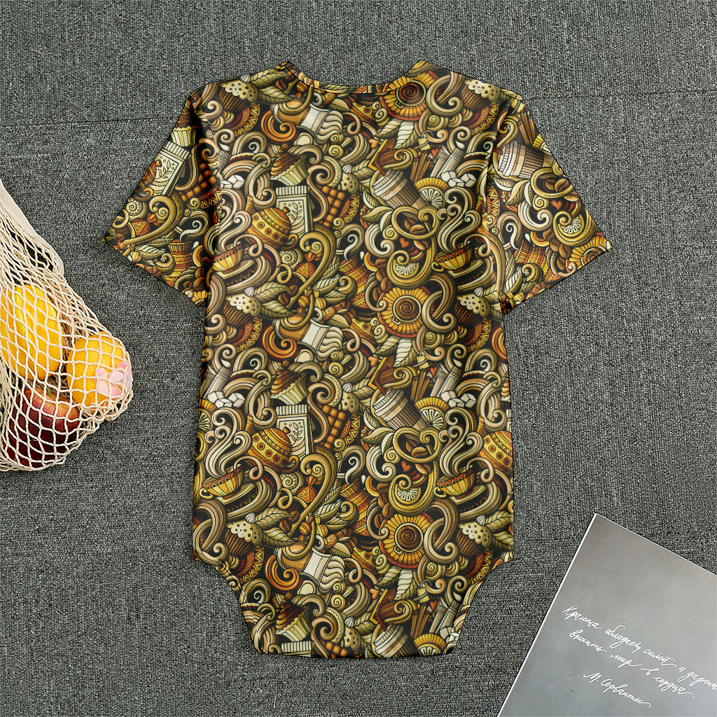 Coffee Drawing Pattern Print Men's Bodysuit