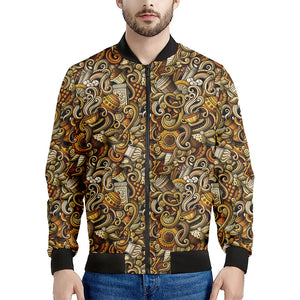 Coffee Drawing Pattern Print Men's Bomber Jacket