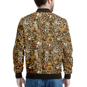 Coffee Drawing Pattern Print Men's Bomber Jacket