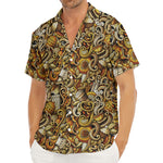 Coffee Drawing Pattern Print Men's Deep V-Neck Shirt