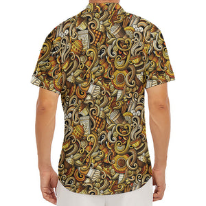 Coffee Drawing Pattern Print Men's Deep V-Neck Shirt