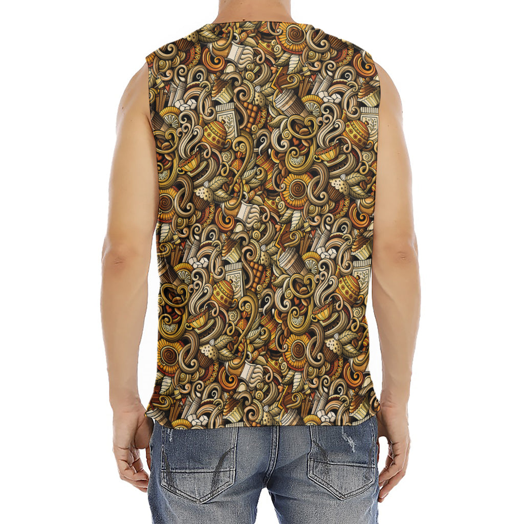 Coffee Drawing Pattern Print Men's Fitness Tank Top