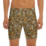 Coffee Drawing Pattern Print Men's Long Boxer Briefs