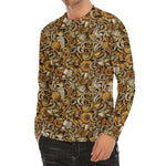 Coffee Drawing Pattern Print Men's Long Sleeve Rash Guard