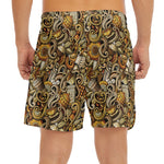 Coffee Drawing Pattern Print Men's Split Running Shorts