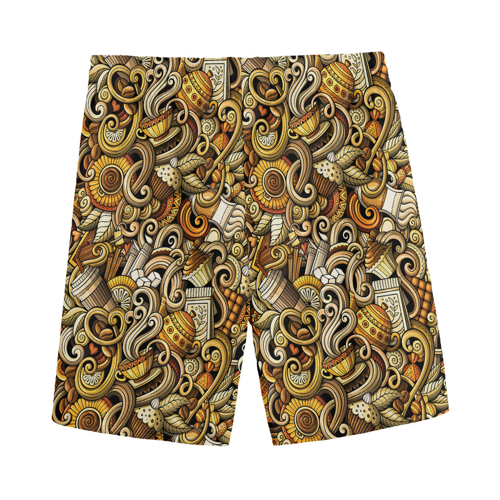 Coffee Drawing Pattern Print Men's Sports Shorts
