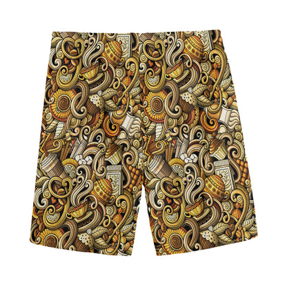 Coffee Drawing Pattern Print Men's Sports Shorts