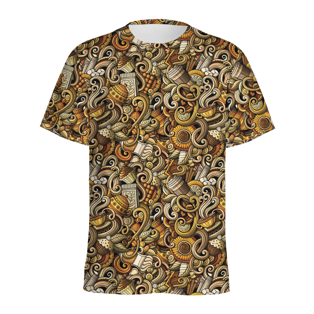 Coffee Drawing Pattern Print Men's Sports T-Shirt