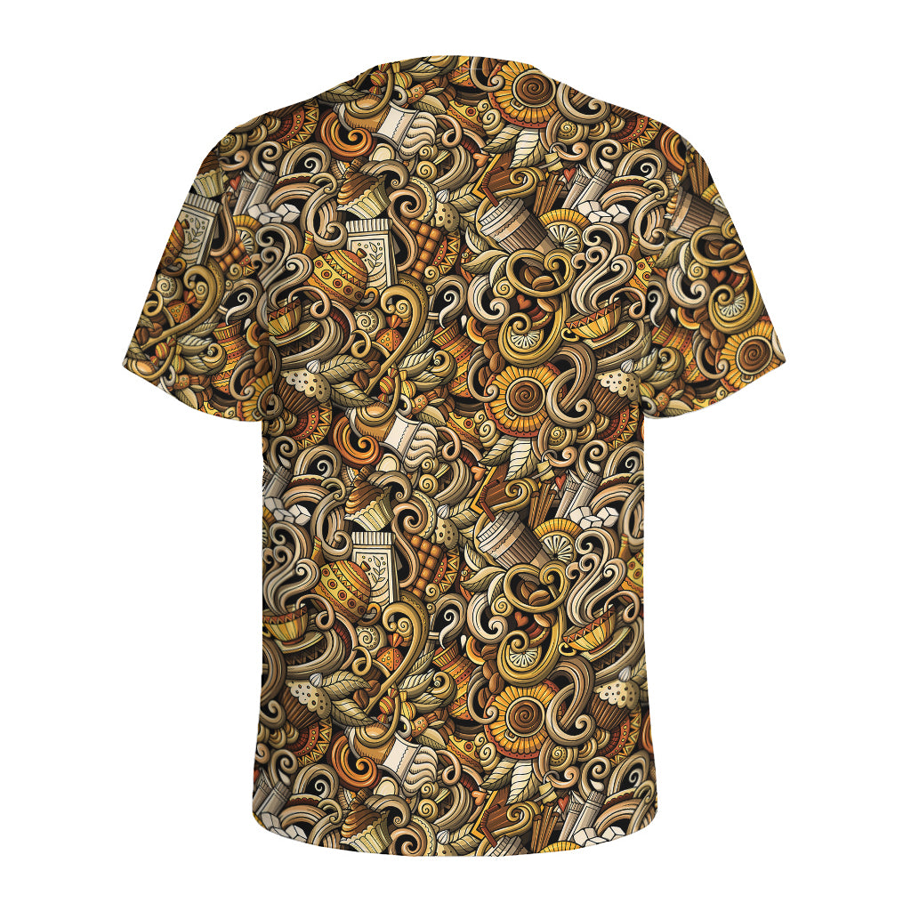 Coffee Drawing Pattern Print Men's Sports T-Shirt