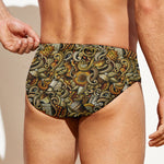 Coffee Drawing Pattern Print Men's Swim Briefs