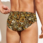 Coffee Drawing Pattern Print Men's Swim Briefs