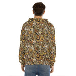 Coffee Drawing Pattern Print Men's Velvet Pullover Hoodie