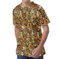 Coffee Drawing Pattern Print Men's Velvet T-Shirt