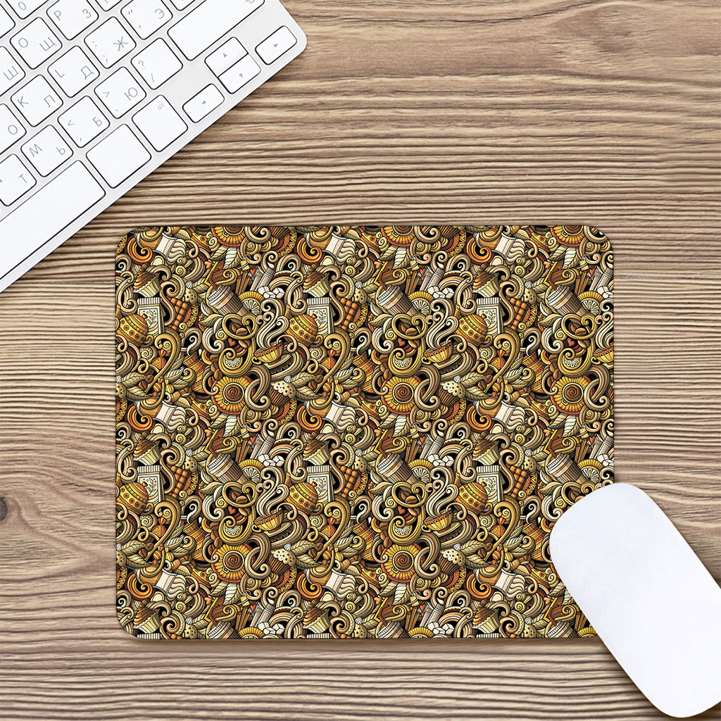 Coffee Drawing Pattern Print Mouse Pad