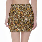Coffee Drawing Pattern Print Pencil Mini Skirt