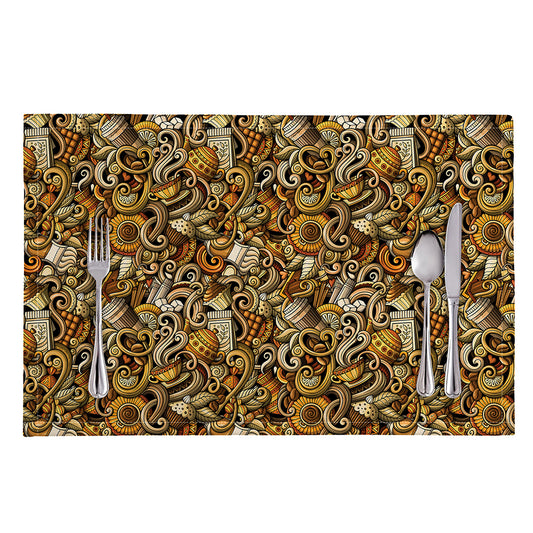 Coffee Drawing Pattern Print Placemat