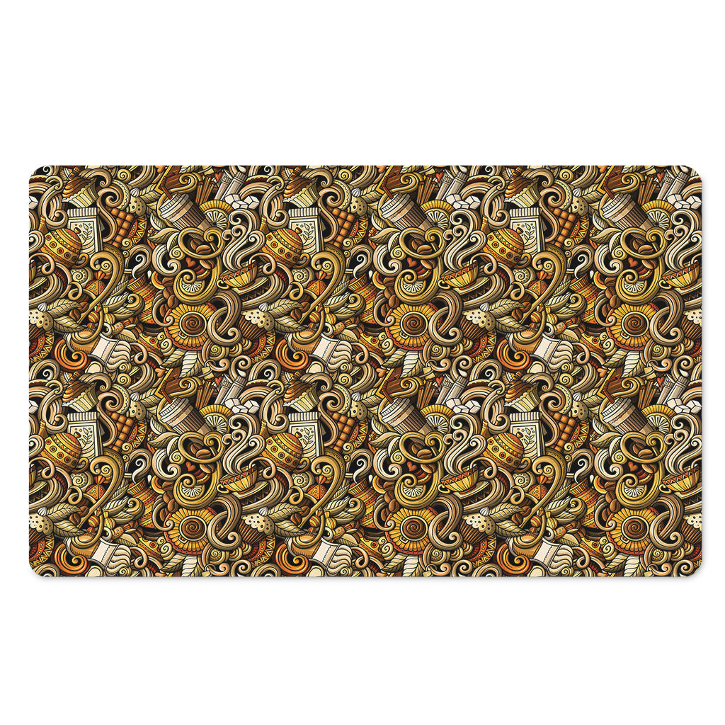 Coffee Drawing Pattern Print Polyester Doormat