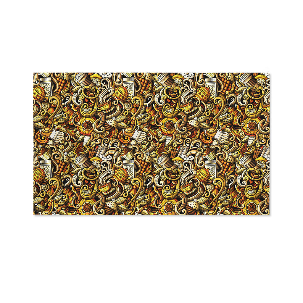 Coffee Drawing Pattern Print Polyester Flag