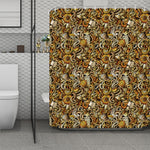 Coffee Drawing Pattern Print Polyester Shower Curtain
