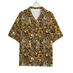 Coffee Drawing Pattern Print Rayon Hawaiian Shirt