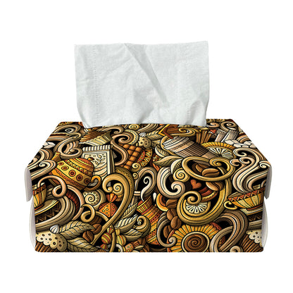 Coffee Drawing Pattern Print Rectangle Tissue Box Cover