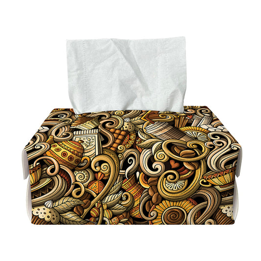 Coffee Drawing Pattern Print Rectangle Tissue Box Cover