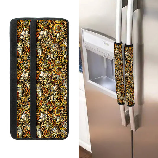 Coffee Drawing Pattern Print Refrigerator Handle Covers