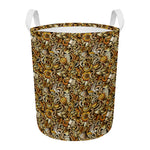 Coffee Drawing Pattern Print Round Laundry Basket