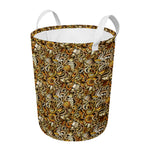 Coffee Drawing Pattern Print Round Laundry Basket