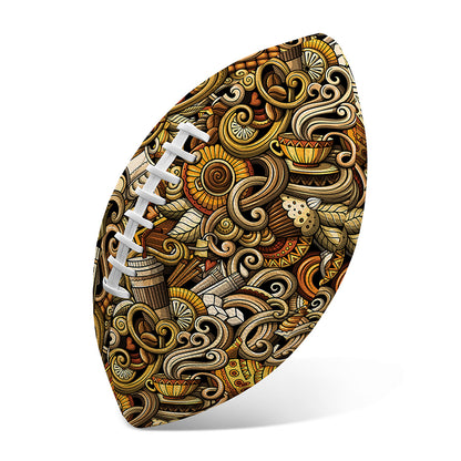Coffee Drawing Pattern Print Rugby Ball