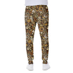 Coffee Drawing Pattern Print Scuba Joggers