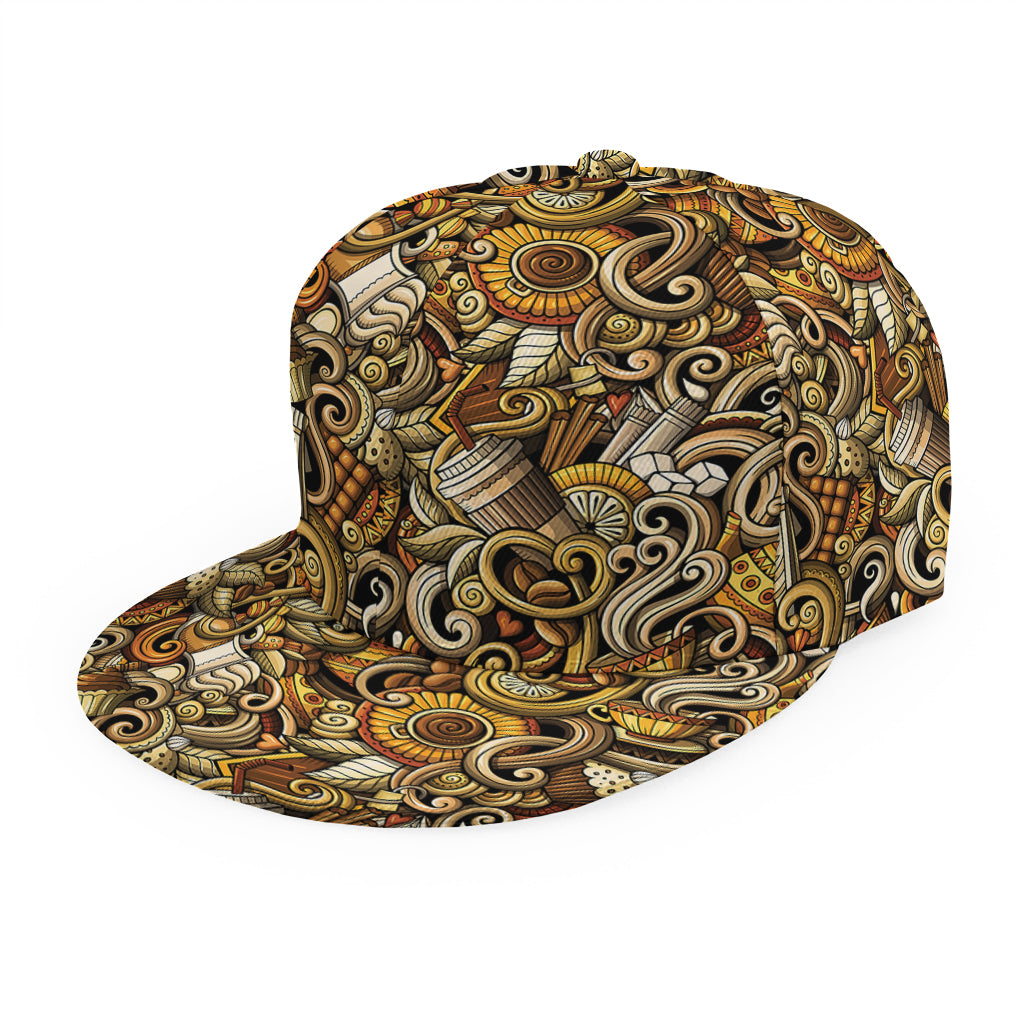 Coffee Drawing Pattern Print Snapback Cap