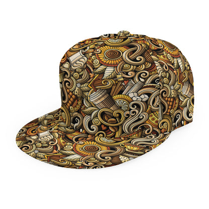 Coffee Drawing Pattern Print Snapback Cap