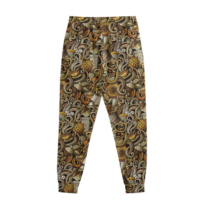 Coffee Drawing Pattern Print Sweatpants