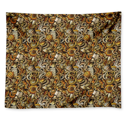 Coffee Drawing Pattern Print Tapestry