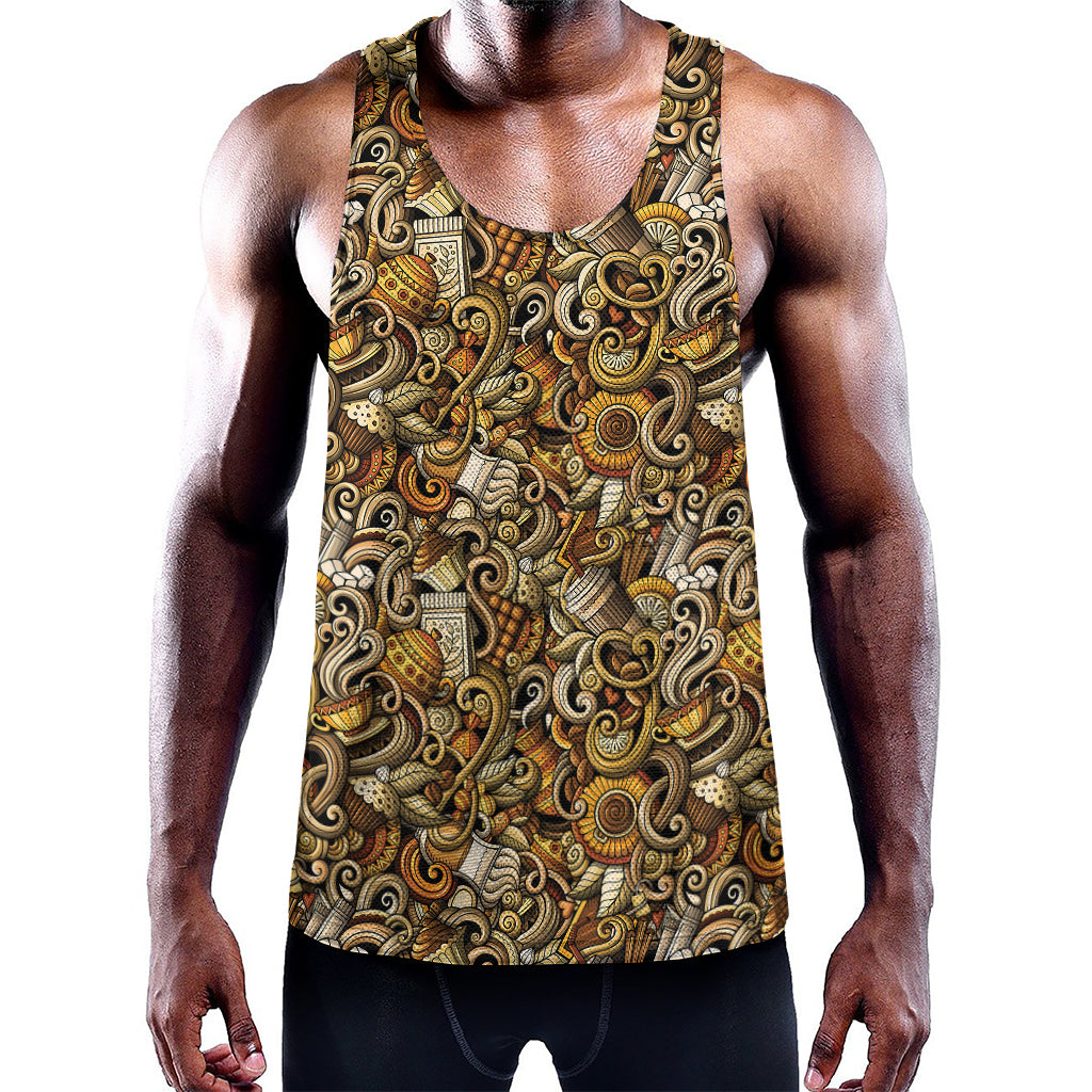 Coffee Drawing Pattern Print Training Tank Top