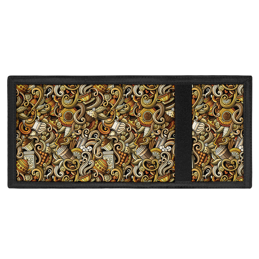 Coffee Drawing Pattern Print Trifold Wallet